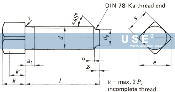 DIN 479 - Square head bolts with short dog point